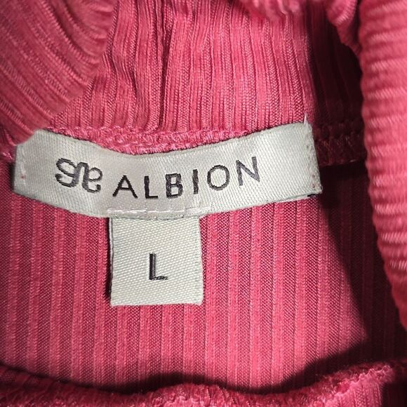 878 NWT Albion Fix Women's Ribbed Turtleneck Top - Mauve Sz Large - Picture 5 of 8